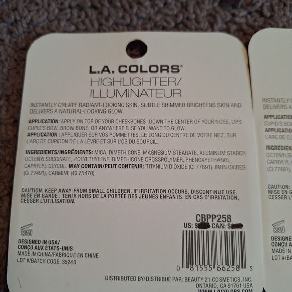 2 Pack L.A. Colors Instantly Radiant Highlighter #258 Shine Bright ILUMINDOR - Picture 4 of 4